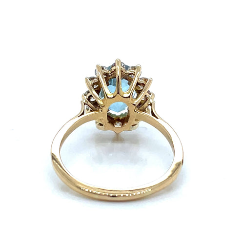 Bague 58 Bague Marguerite Topaze Bleue Diamants 58 Facettes