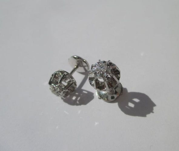 Boucles d'oreilles Boucles d'oreilles vintage Clous or blanc, diamants 58 Facettes