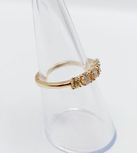 Bague 52.5 Demi alliance vintage or 14k et 0,95 carats diamants radiant Fancy Yellow 58 Facettes A06113