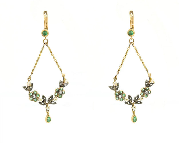 Boucles d'oreilles Boucles d'oreilles vintage en émeraudes et diamants 58 Facettes 12167