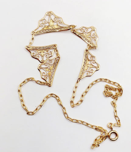 Collier Collier Art Nouveau or jaune, motifs filigranés 40cm 58 Facettes A06381