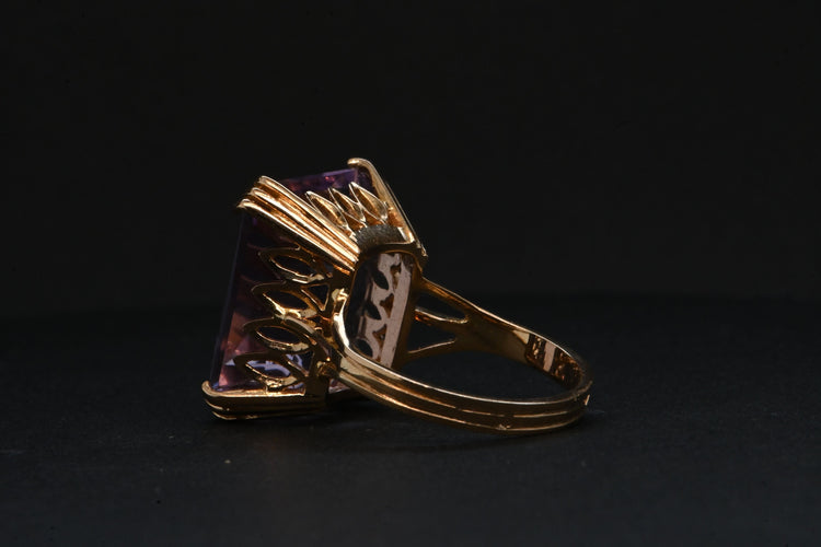 Bague 53 Bague Ornée D'une Amétrine En Or Taille Émeraude 58 Facettes