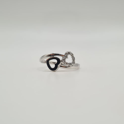 Bague 54 Bague toi & moi cœurs or blanc 18 carats sertie de diamants 58 Facettes