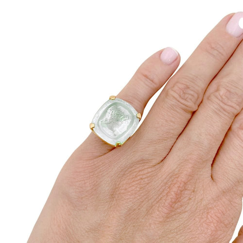 Bague 47 Bague or jaune, intaille sur aigue-marine. 58 Facettes 34898