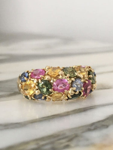 Bague 54 CHAUMET - Bague Tutti-Frutti en or jaune, saphirs 58 Facettes