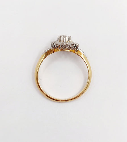 Bague 52.5 Bague marguerite victorienne or jaune, diamants taille rose (circa 1890) 58 Facettes A06138