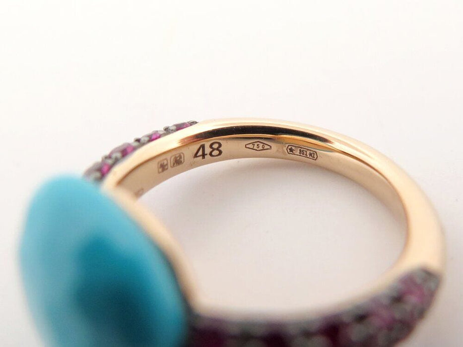 Bague 47 bague POMELLATO capri turquoise & rubis t47 en or rose 18k boite 58 Facettes 265806