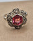Bague 56.5 Bague ancienne en or, argent, diamants et saphir rose 58 Facettes