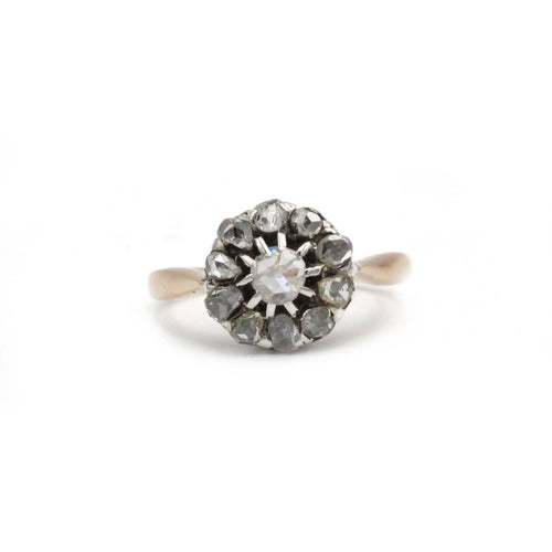 Bague 47 Bague marguerite XIXe or jaune 750 platine diamants tailles rose 58 Facettes SA006