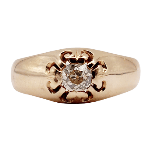 Bague 55 Bague jonc antique or rose 14k diamant taille ancienne 0,30 carats (circa 1906) 58 Facettes A06289