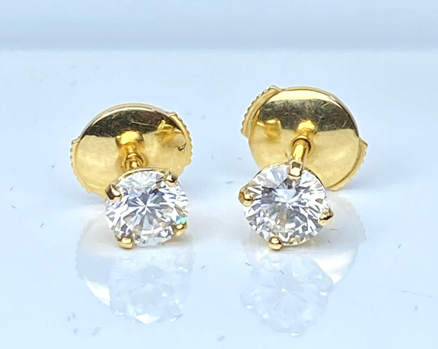 Boucles d'oreilles Boucles d’oreilles puces en or jaune 18 carats, diamants 2x 0,50 carats 58 Facettes AB628