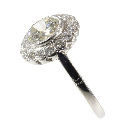 Bague 58 Bague en platine de style Art déco des années 1950, symbole classique d'amour et de continuité 58 Facettes 25238-0015