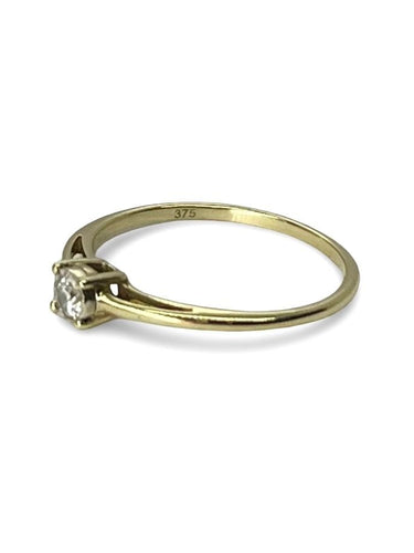Bague 50 Solitaire or jaune et diamant 0,10 ct 58 Facettes 77901