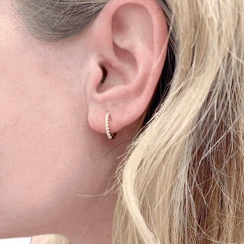 Boucles d'oreilles Paire de petites créoles en or rose, diamants. 58 Facettes 34292