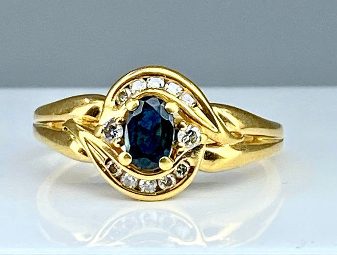 Bague 57 Bague en or jaune saphir et diamants 58 Facettes AB337