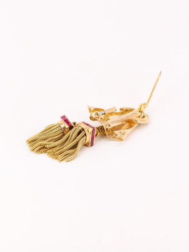 Broche Broche passementerie or jaune rubis calibrés 58 Facettes 1159.3