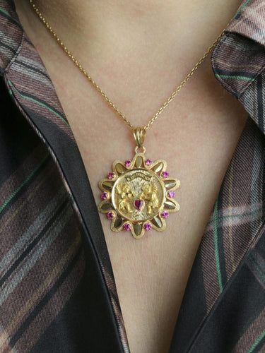 Pendentif Pendentif or jaune rubis "Il bat pour toi" grand modèle 58 Facettes 1190.4
