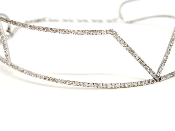 Collier Collier graphique ras-de-cou en or blanc 18 carats et diamants 58 Facettes 578797RV