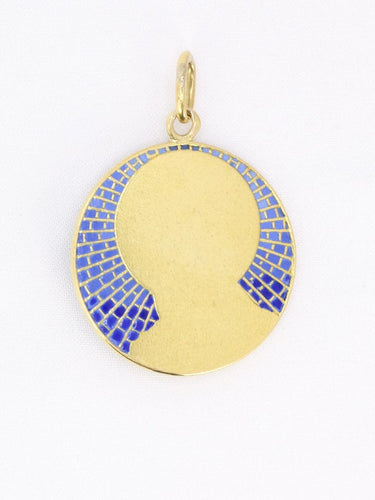 Pendentif VERNON Médaille Art nouveau Vierge or jaune émail 58 Facettes 1153.10