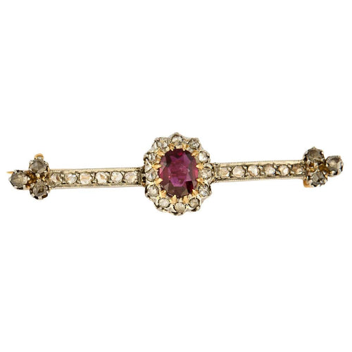 Broche Broche or gris et jaune, rubis et diamants 58 Facettes BLO01585