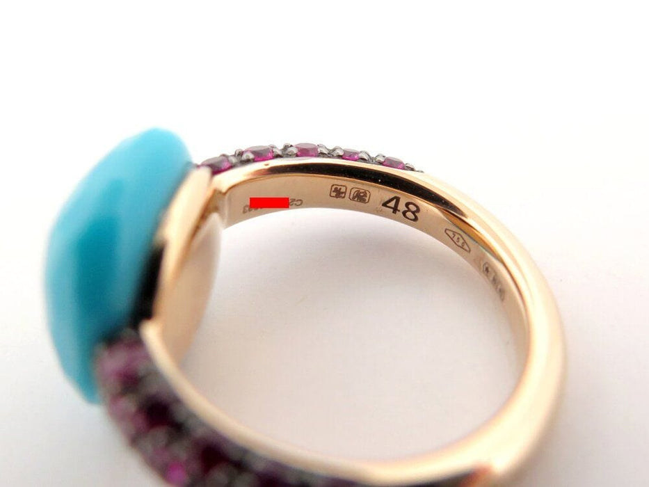 Bague 47 bague POMELLATO capri turquoise & rubis t47 en or rose 18k boite 58 Facettes 265806