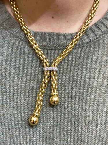 Collier Collier maille Popcorn à pompons en or 18 carats 58 Facettes