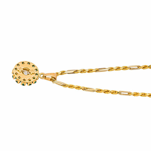 Collier Collier Pendentif Or jaune Diamant, Emeraude 58 Facettes 4387217CN