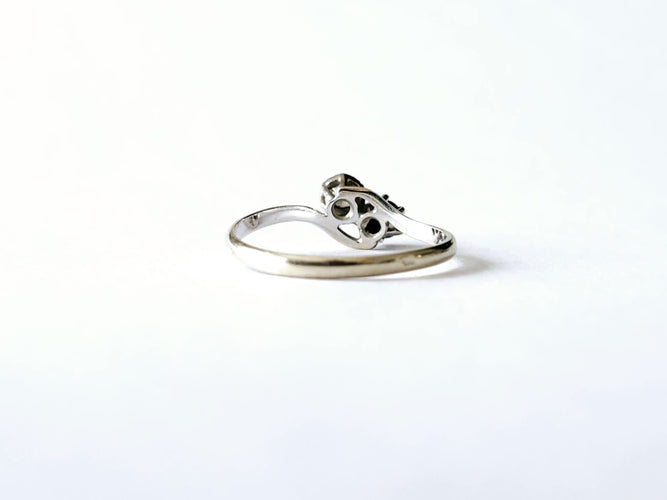 Bague 53 Bague toi et moi en or blanc 18 k avec diamant et saphir 58 Facettes