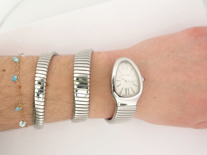 Montre montre BULGARI serpenti tubogas sp35s 101911 35mm acier lady quartz 58 Facettes 272424