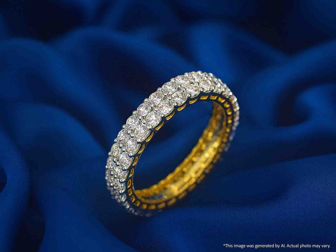 Bague 54 Bague d'éternité en or jaune avec diamants 58 Facettes 2209