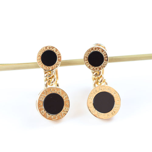 Boucles d'oreilles BULGARI - Boucles d'oreilles Bulgari en or jaune et onyx 58 Facettes 126202