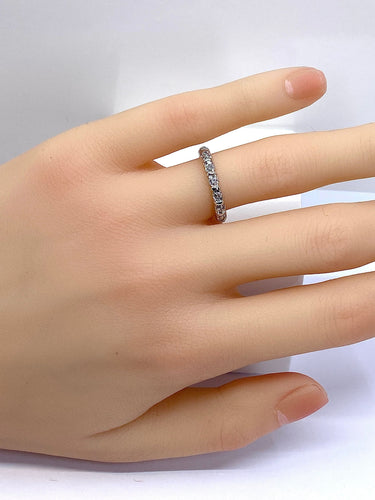 Bague 50 Alliance en or blanc sertie de 16 diamants 58 Facettes AB583