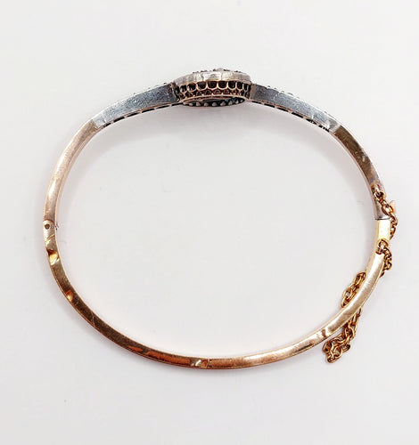 Bracelet Bracelet antique croissant de lune en or rose 18k et argent, diamants taille roses 58 Facettes A06437