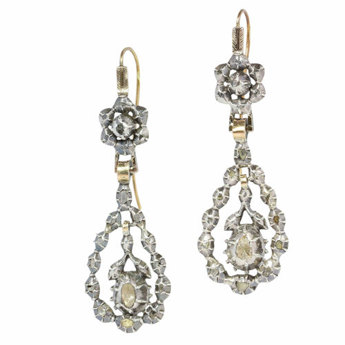 Boucles d'oreilles Boucles d'oreilles victoriennes élégantes et longues avec diamants taille rose 58 Facettes 24240-0376