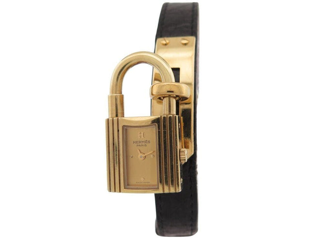 Montre montre vintage HERMES Kelly Mini Cadenas 20 mm plaque or quartz dame 58 Facettes 268902