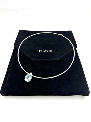 STERN. Collier or blanc 18K, aigue-marine et diamants