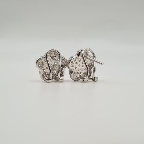 Boucles d'oreilles Boucles d’oreilles or blanc 18 carats fleurs en diamants naturels 58 Facettes