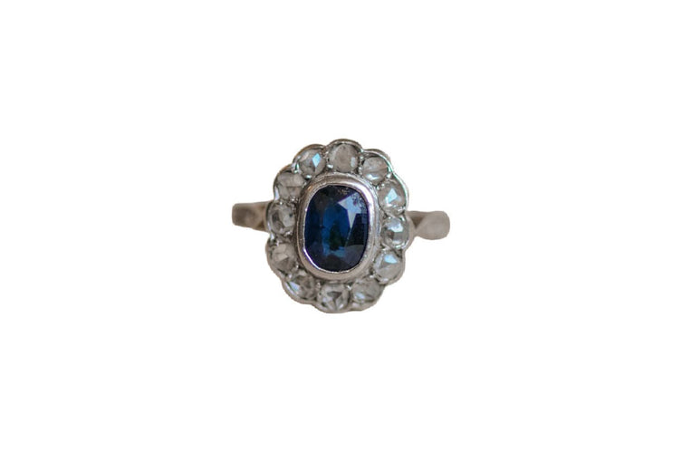 Bague 44.5 White gold and sapphire antique ring 58 Facettes
