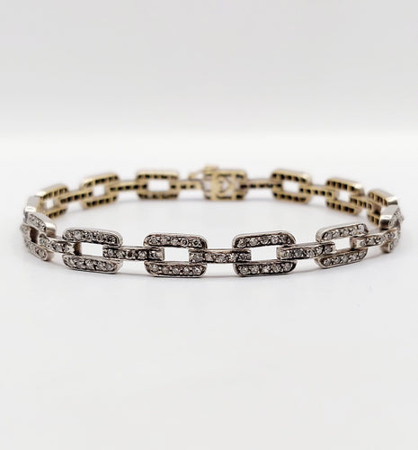 Bracelet Bracelet art déco or et argent orné de diamants 58 Facettes A05374