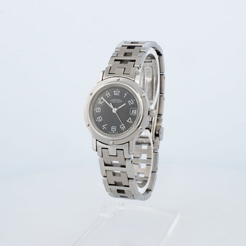 Montre Hermès - Montre Clipper cadran gris chiffres arabes en acier 58 Facettes