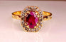 Bague 55 Bague or jaune rubis et diamants 58 Facettes AB335