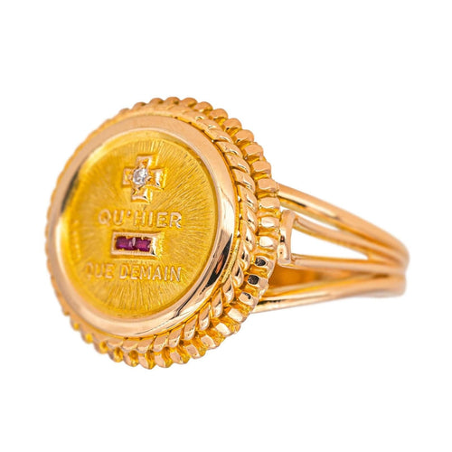 Bague 56 Augis Bague Plus qu'hier - que demain Or rose, Or jaune Diamant, Rubis 58 Facettes 4678226RV