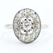 Bague 53 Bague Art Deco or platine et diamants 58 Facettes