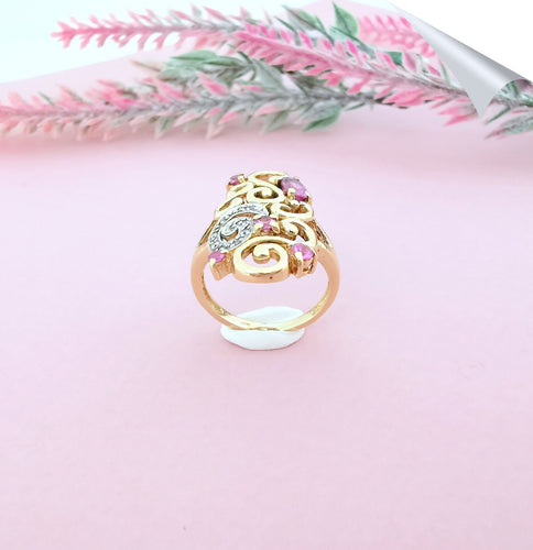 Bague 50 Bague Tourmalines roses Diamants Or 18 K 58 Facettes AA 1573