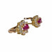 CONTEMPORARY 18K GOLD ROSETTE EARRINGS with DIAMONDS and RUBY CENTER 58 Facettes Q245A