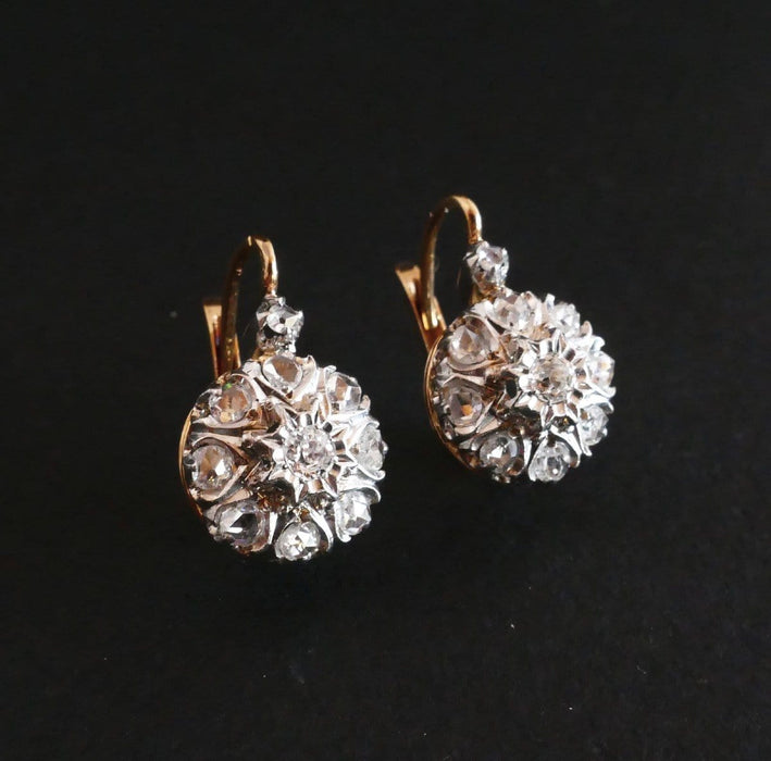 Boucles d'oreilles Boucles d'Oreilles Dormeuses Diamants taille ancienne 58 Facettes
