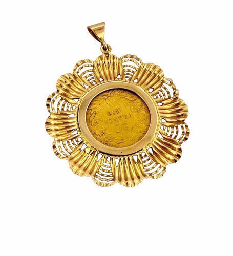 Pendentif Pendentif vintage or 18 carats et pièce de 20 Francs Napoléon 58 Facettes