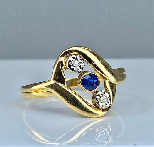Bague 53 Bague en or jaune saphir et diamants 58 Facettes AB312