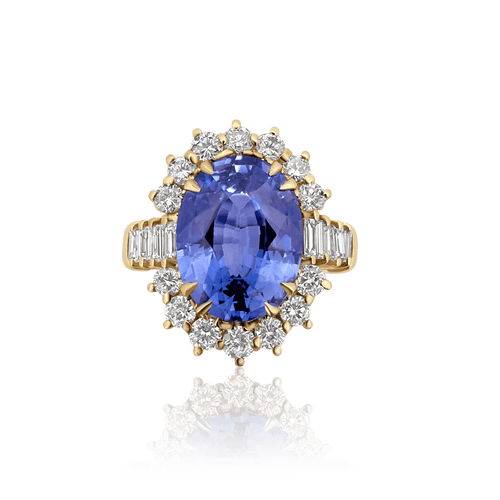 Bague Bague en saphir de Ceylan naturel non chauffé de 6 carats, datant des années 1970 58 Facettes F31