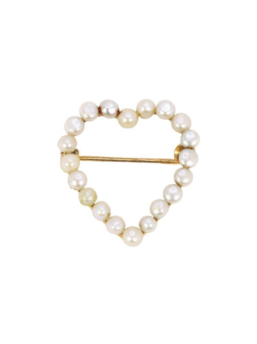Broche Broche ancienne coeur perles fines or jaune 58 Facettes 1102.5